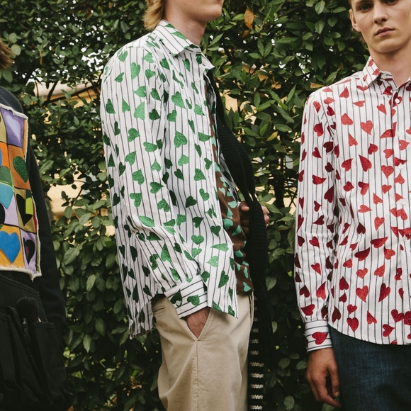 JW Anderson Striped Heart Button Down Shirt - Picture 2 of 7